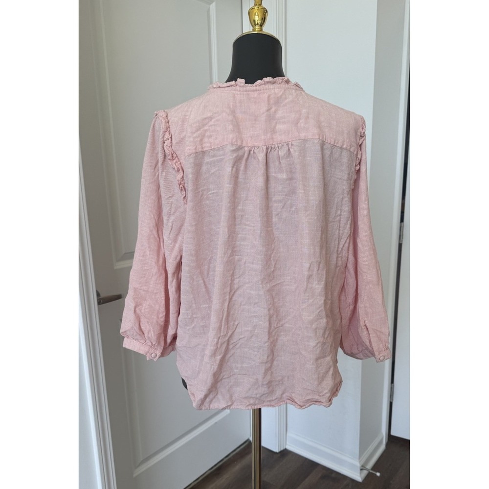 Lauren Conrad Pink and White Stripe Peasant Top Women's Size XXL - Picture 4 of 6